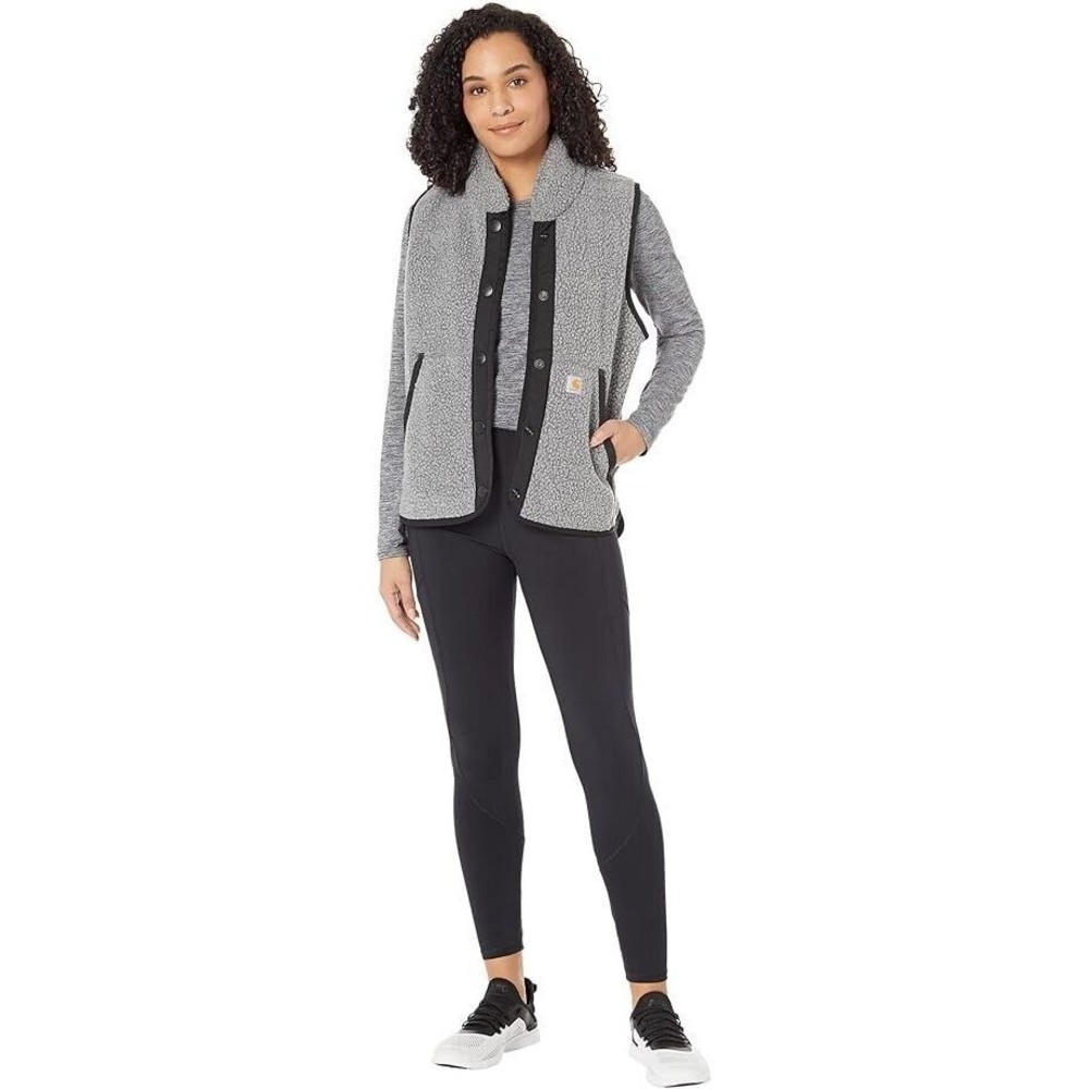 Carhartt Sherpa Fleece Snap Front Vest Womens Small S Relaxed Fit Gray Black NWT - Picture 3 of 16